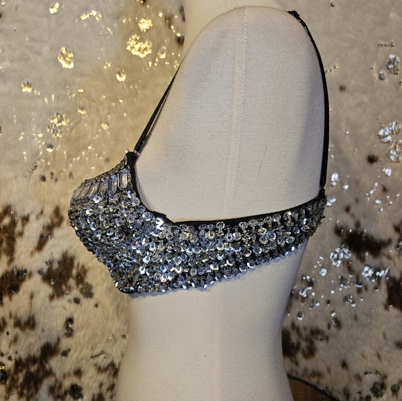 Body Central Black Sequin Bra - Picture 4 of 7